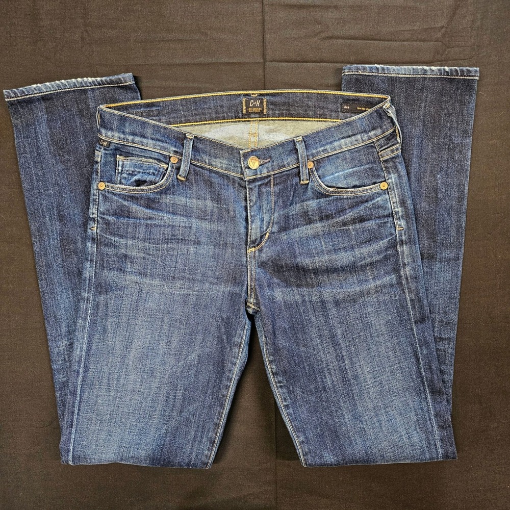 Citizens of Humanity Ava Jeans 28 Low Rise Straight Leg Dark Wash Y2K Fade Denim